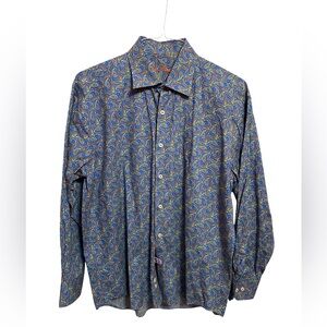 Alan‎ Flusser Mens Paisley Print Multicolor Dress Shirt Size Medium